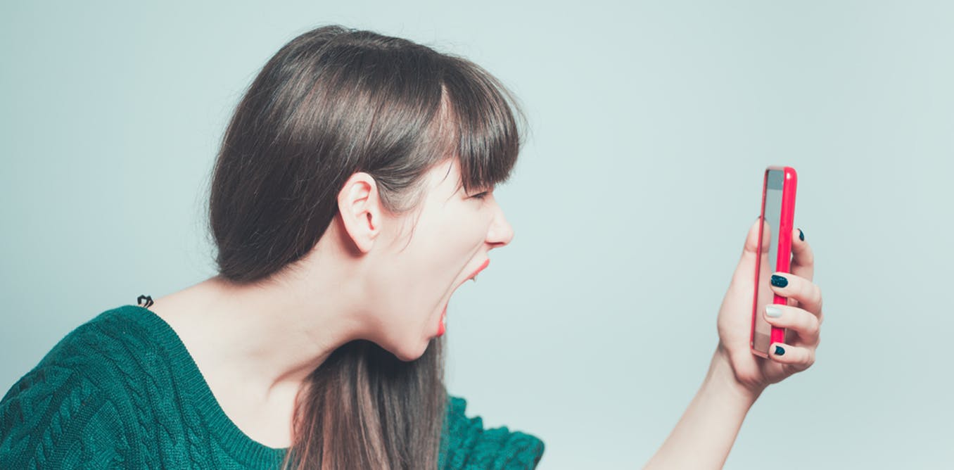 Girl screaming at her phone