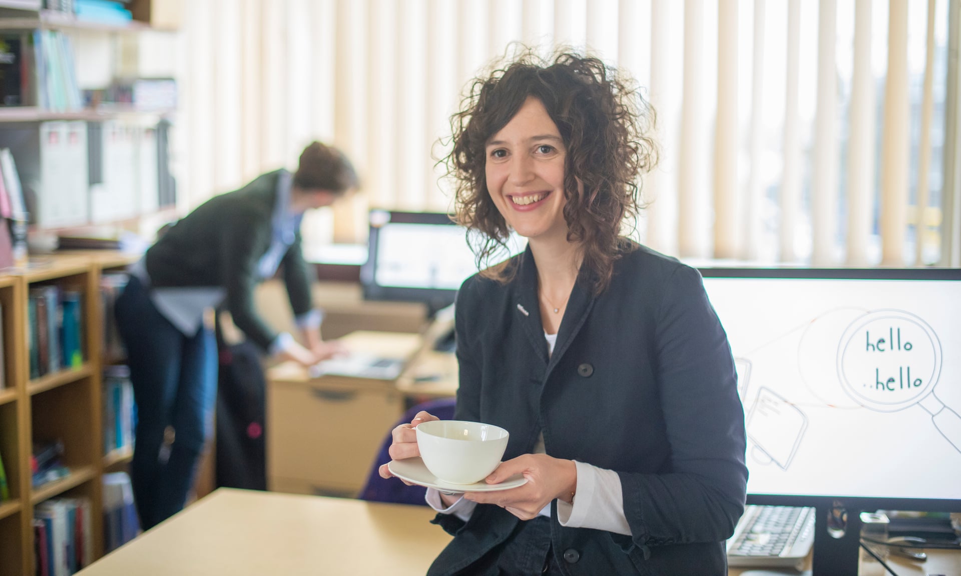 Liz Stokoe with coffee